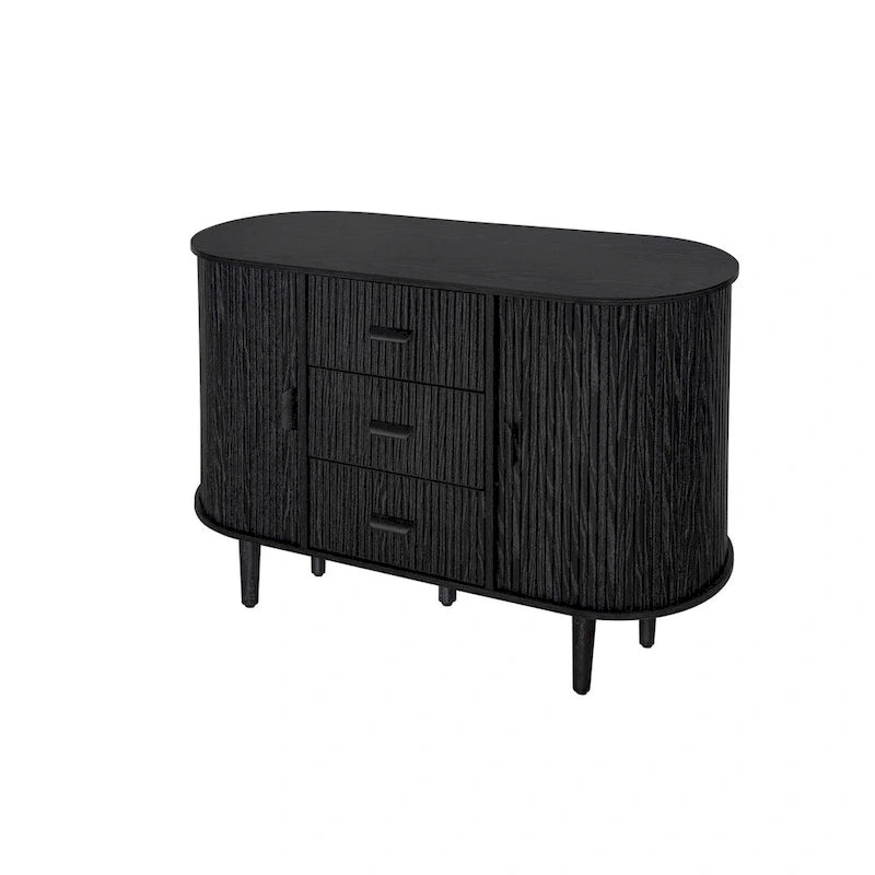 Meuble d'appoint avec portes tambours coulissantes en douceur