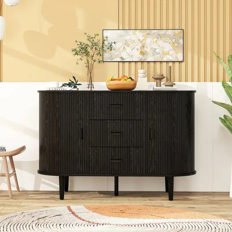 Meuble d'appoint avec portes tambours coulissantes en douceur