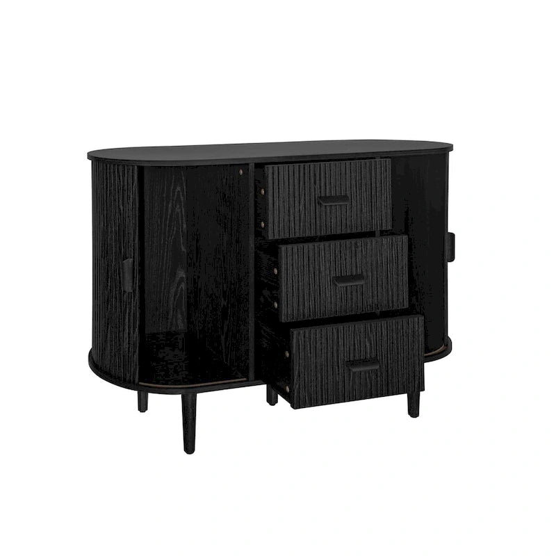 Meuble d'appoint avec portes tambours coulissantes en douceur