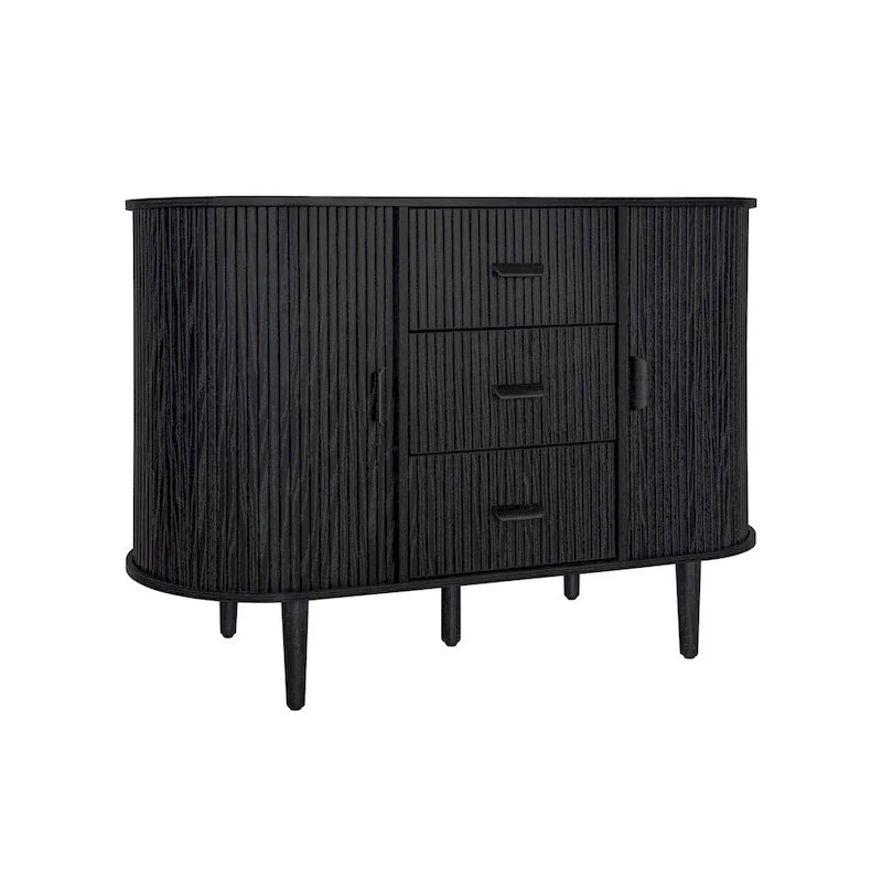 Meuble d'appoint avec portes tambours coulissantes en douceur