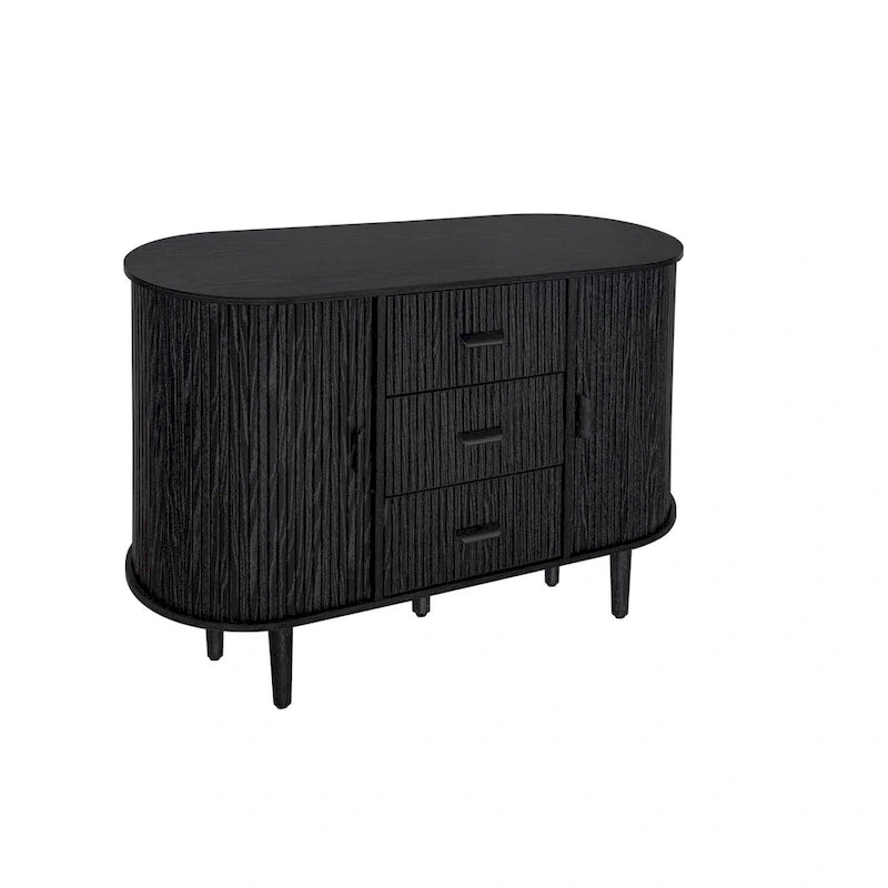Meuble d'appoint avec portes tambours coulissantes en douceur