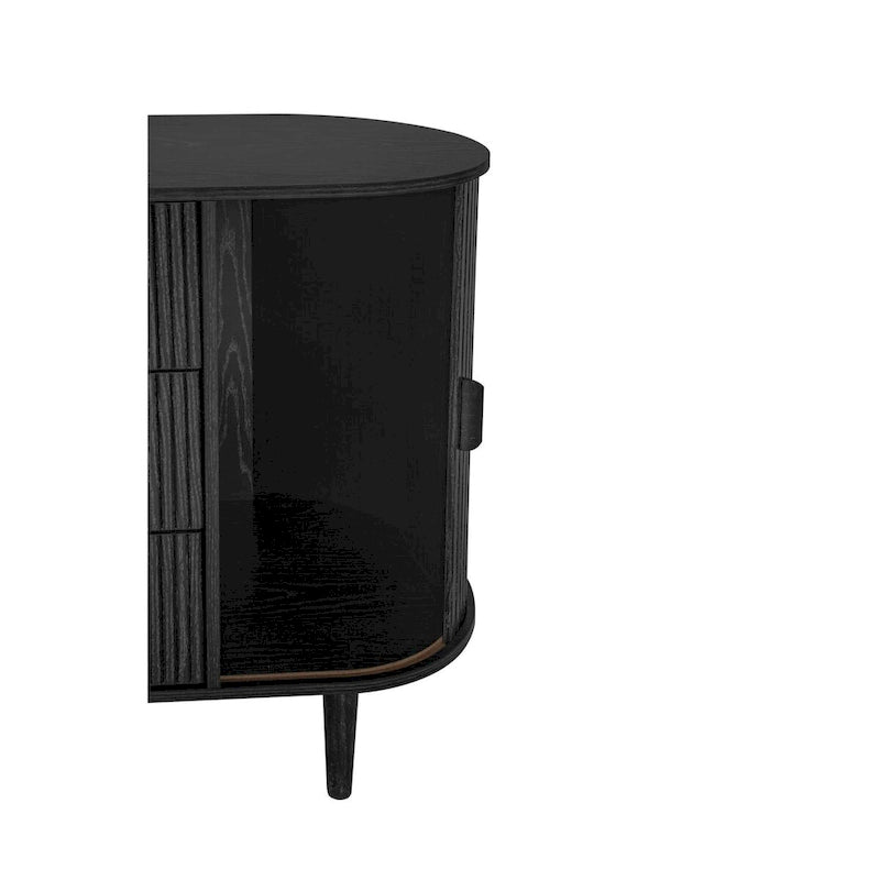 Meuble d'appoint avec portes tambours coulissantes en douceur