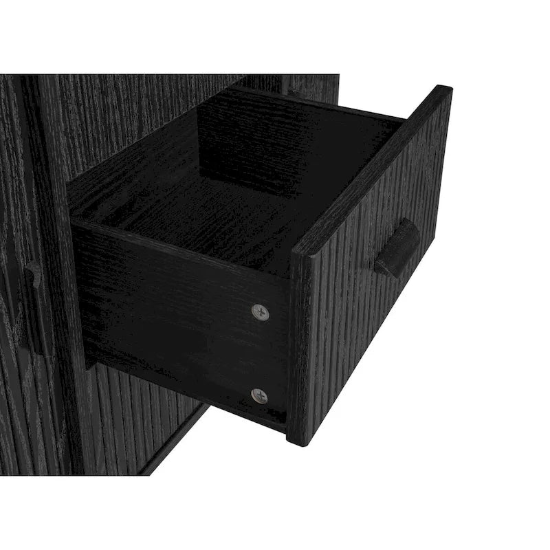 Meuble d'appoint avec portes tambours coulissantes en douceur