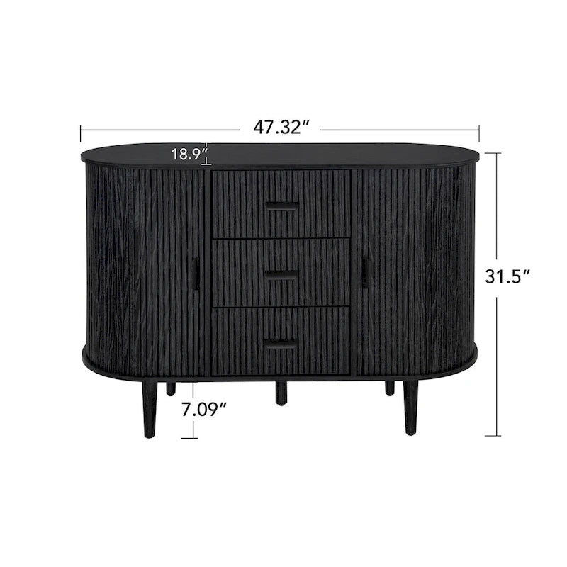 Meuble d'appoint avec portes tambours coulissantes en douceur