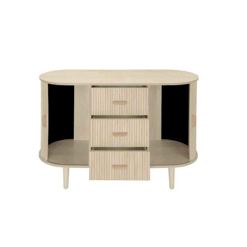 Meuble d'appoint avec portes tambours coulissantes en douceur