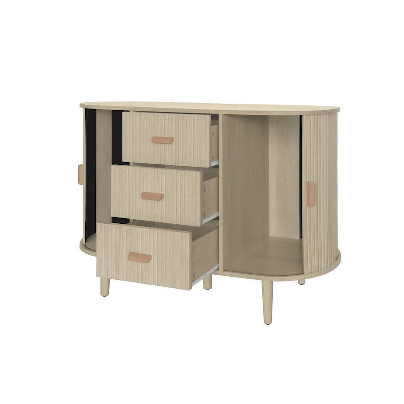Meuble d'appoint avec portes tambours coulissantes en douceur