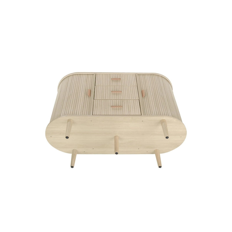 Meuble d'appoint avec portes tambours coulissantes en douceur