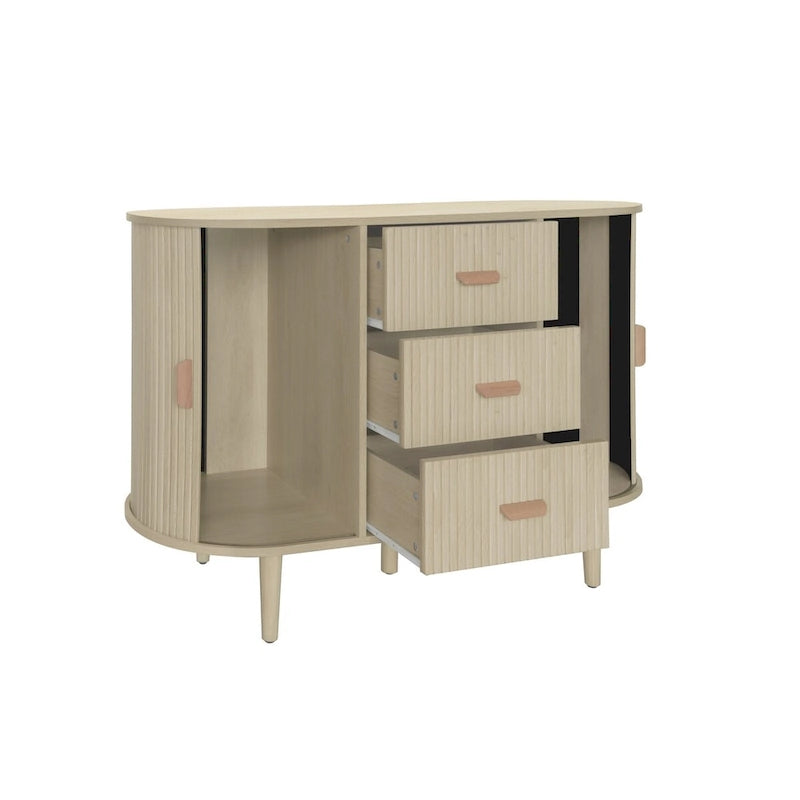 Meuble d'appoint avec portes tambours coulissantes en douceur