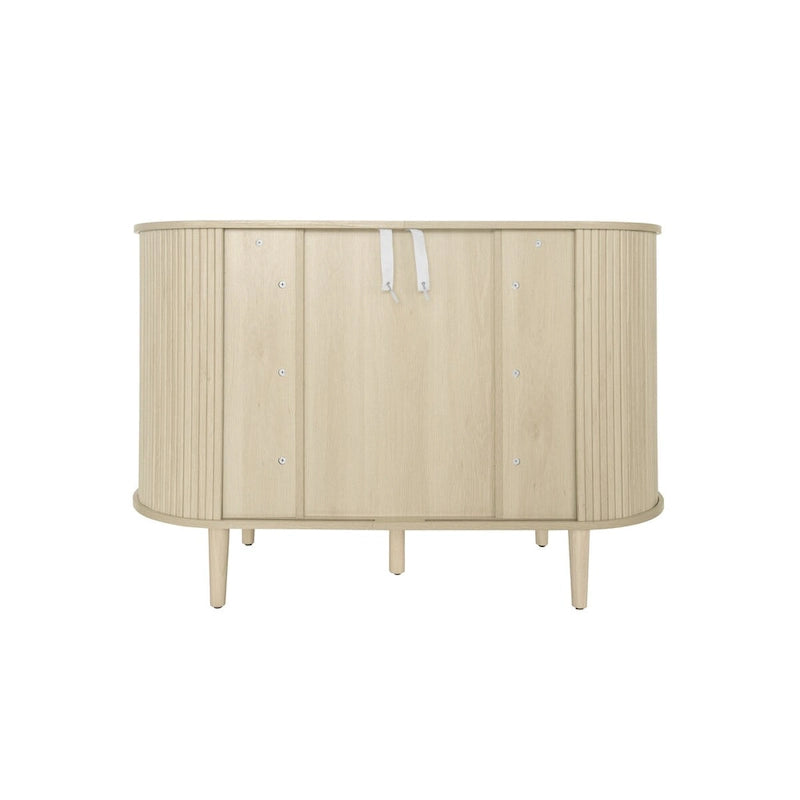 Meuble d'appoint avec portes tambours coulissantes en douceur