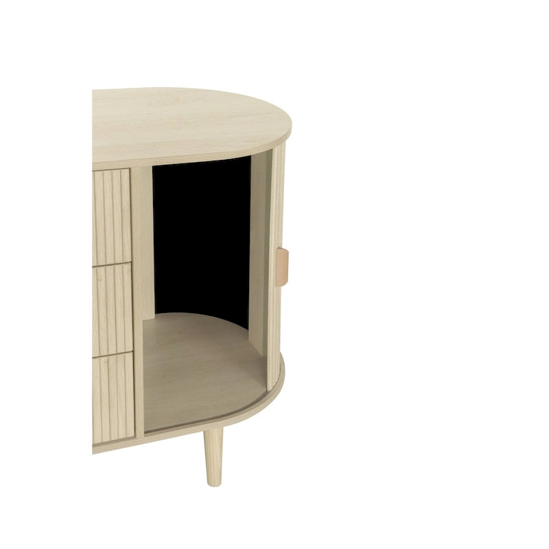 Meuble d'appoint avec portes tambours coulissantes en douceur