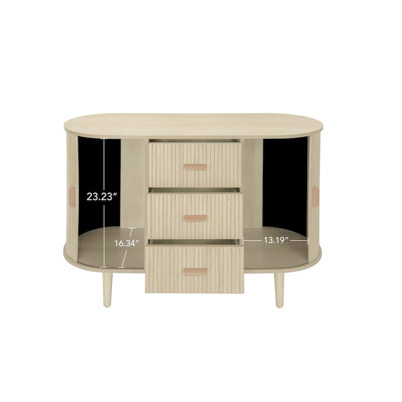 Meuble d'appoint avec portes tambours coulissantes en douceur