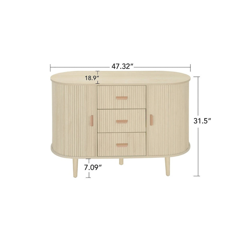 Meuble d'appoint avec portes tambours coulissantes en douceur