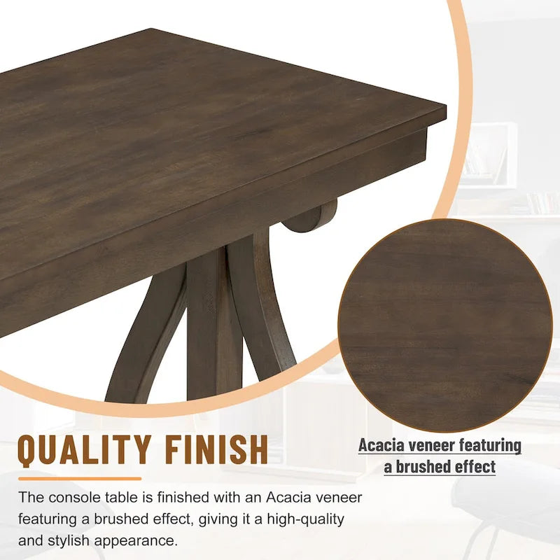 Console rustique vintage de 122 cm - Table d'entrée de style ferme avec étagère ouverte et construction robuste