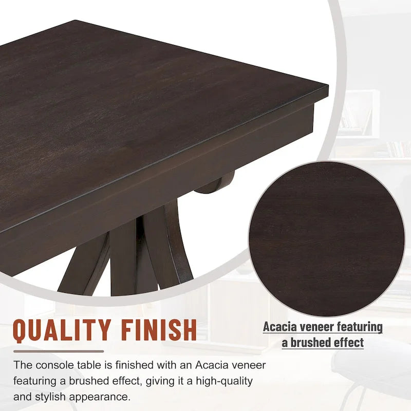 Console rustique vintage de 122 cm - Table d'entrée de style ferme avec étagère ouverte et construction robuste