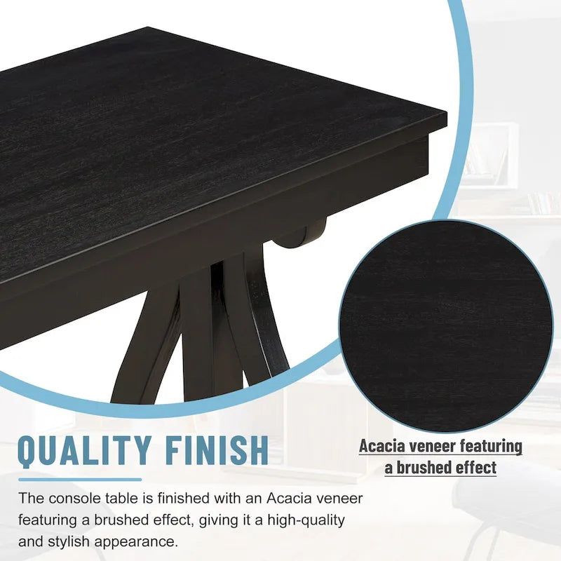 Console rustique vintage de 122 cm - Table d'entrée de style ferme avec étagère ouverte et construction robuste