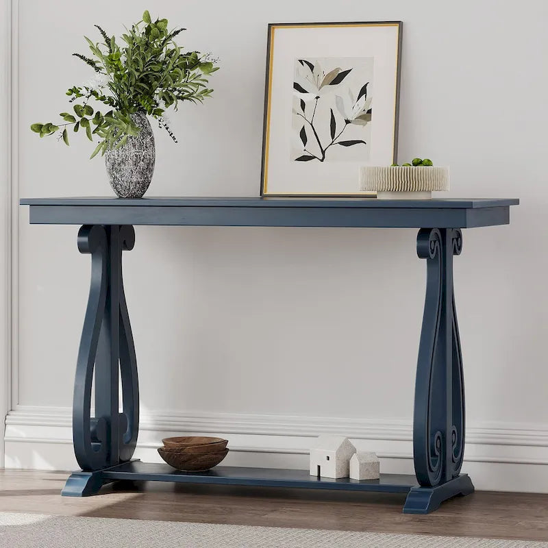 Console rustique vintage de 122 cm - Table d'entrée de style ferme avec étagère ouverte et construction robuste