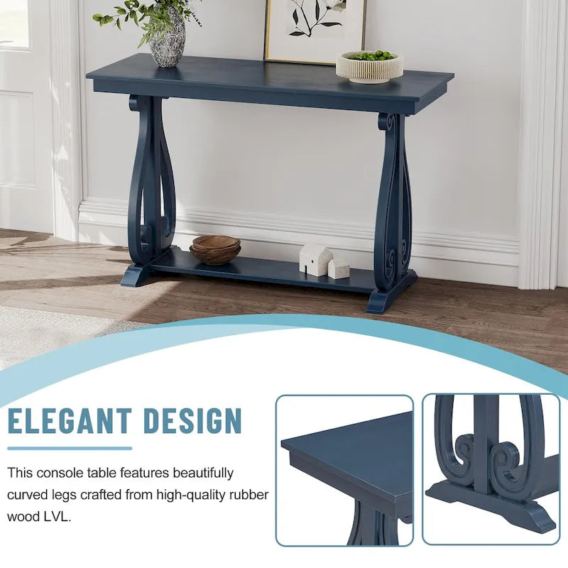 Console rustique vintage de 122 cm - Table d'entrée de style ferme avec étagère ouverte et construction robuste