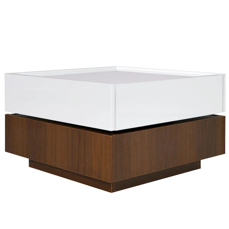 Table basse carrée rotative à 360° avec 2 tiroirs