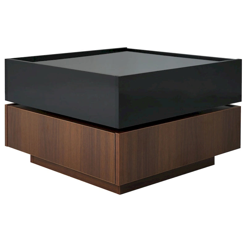 Table basse carrée rotative à 360° avec 2 tiroirs