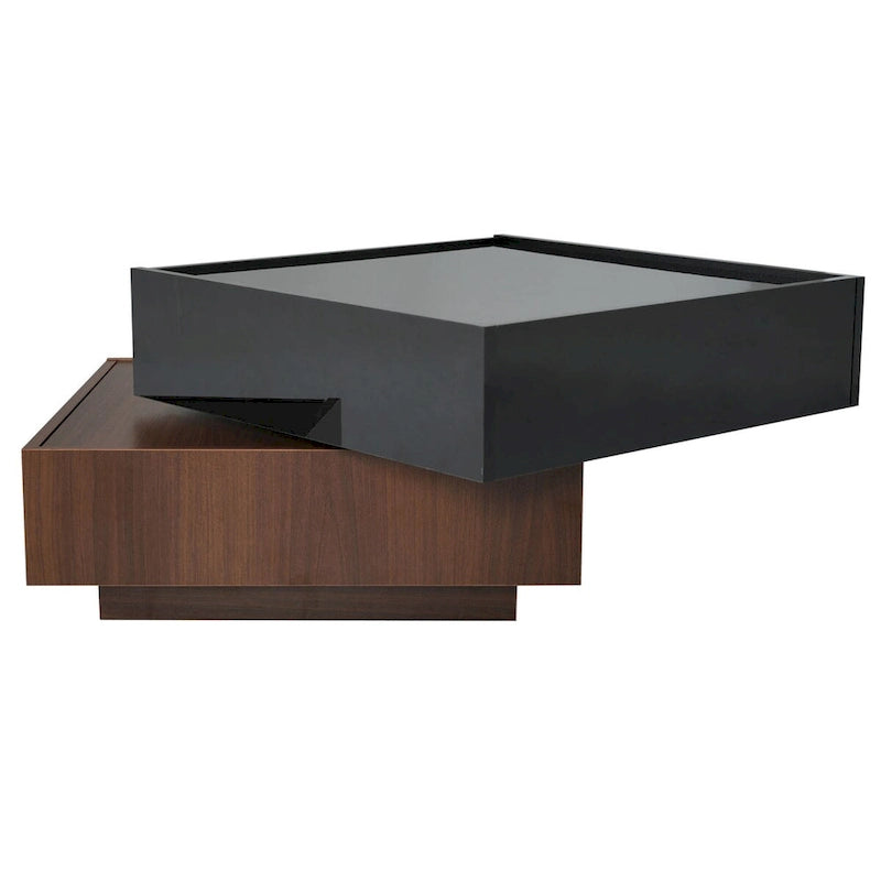 Table basse carrée rotative à 360° avec 2 tiroirs