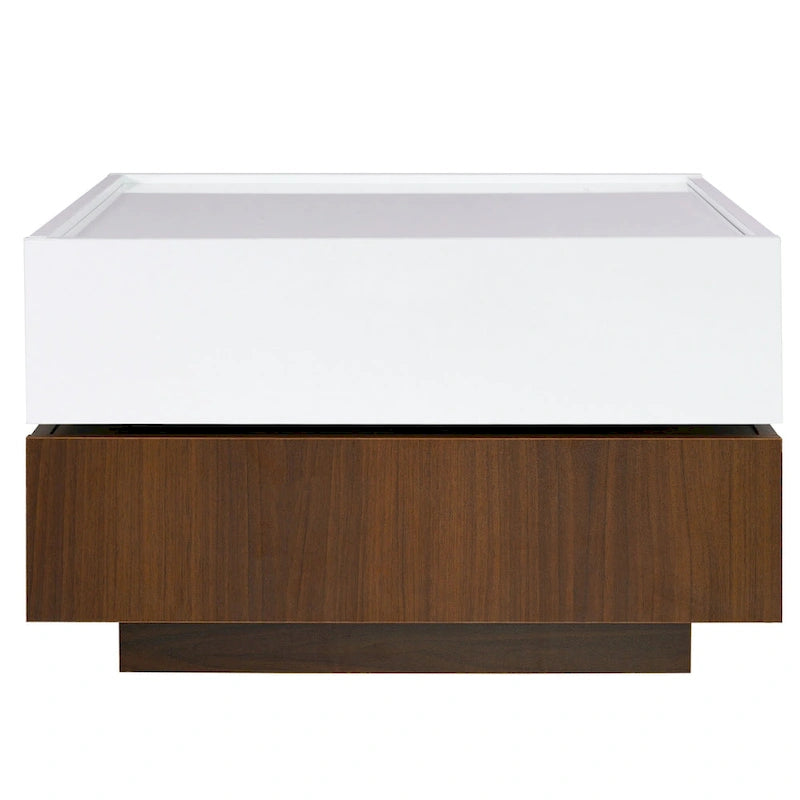 Table basse carrée rotative à 360° avec 2 tiroirs