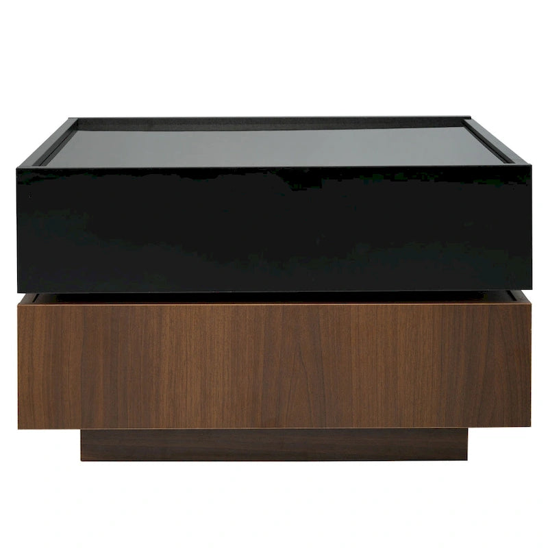 Table basse carrée rotative à 360° avec 2 tiroirs