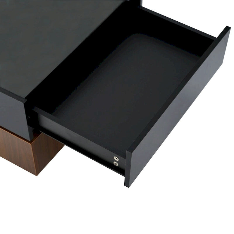 Table basse carrée rotative à 360° avec 2 tiroirs