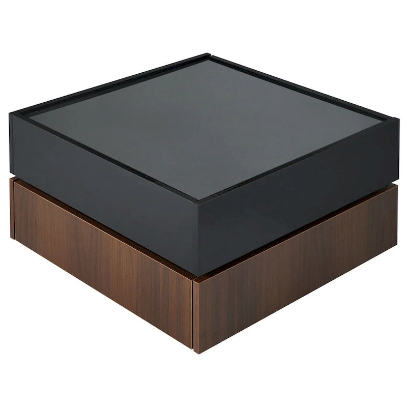 Table basse carrée rotative à 360° avec 2 tiroirs
