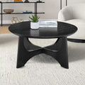 Table basse ronde en bois contemporaine et élégante avec pieds croisés attrayants