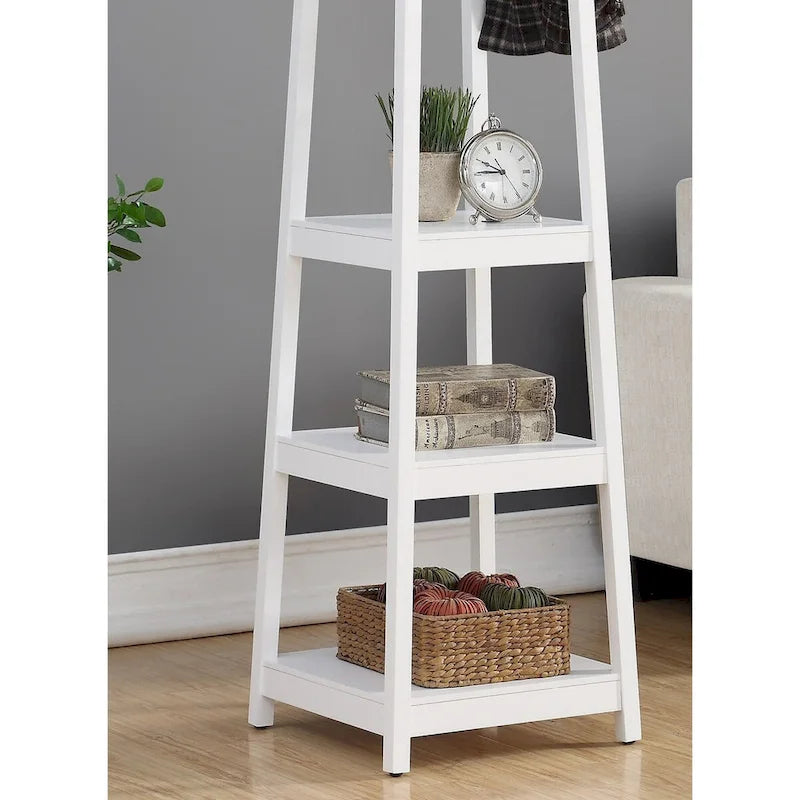 Portemanteau en bois avec étagères de rangement à 3 niveaux