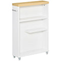 Meuble de salle de bain fin à roulettes avec rangement, Blanc