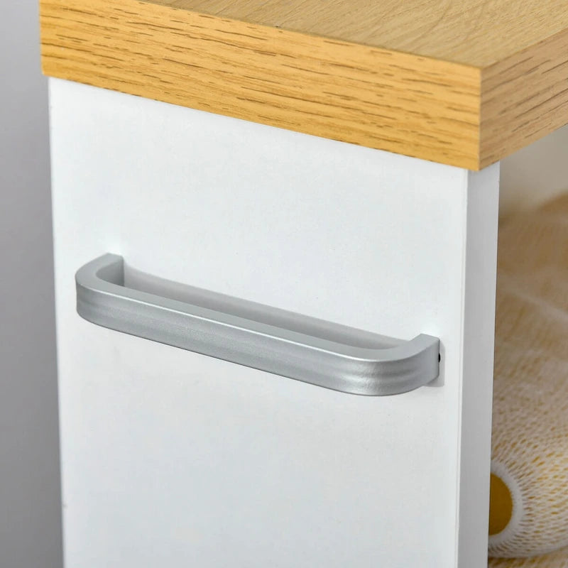 Meuble de salle de bain fin à roulettes avec rangement, Blanc