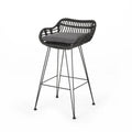 Oaks Aura 30-inch Modern Wood and Metal Patio Stool, Industrial Farmhouse Style Barstools, Set of 2