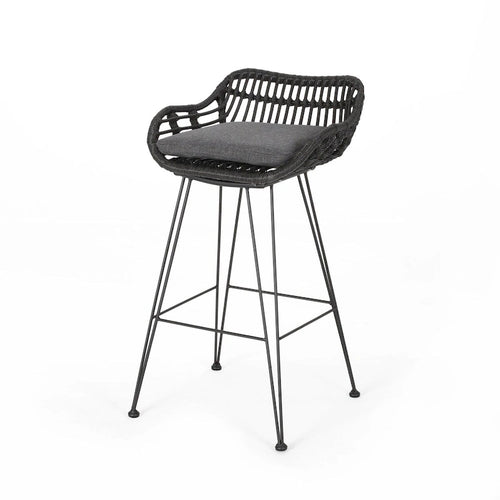 Oaks Aura 30-inch Modern Wood and Metal Patio Stool, Industrial Farmhouse Style Barstools, Set of 2