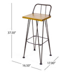 Tabourets de bar modernes en bois et métal de 76 cm, style industriel et rustique, lot de 2
