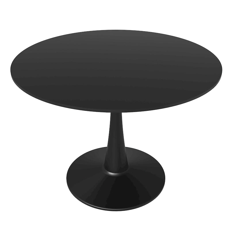 Table à manger ronde de 40 pouces pour 4 personnes avec plateau en MDF et base en acier noir pour cuisine et salle à manger