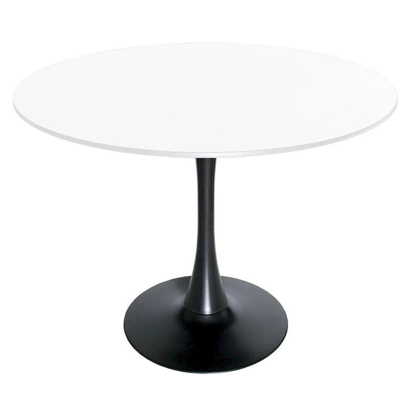 Table à manger ronde de 40 pouces pour 4 personnes avec plateau en MDF et base en acier noir pour cuisine et salle à manger