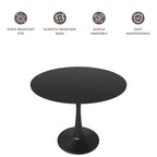 Table à manger ronde de 40 pouces pour 4 personnes avec plateau en MDF et base en acier noir pour cuisine et salle à manger