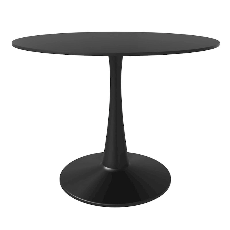 Table à manger ronde de 40 pouces pour 4 personnes avec plateau en MDF et base en acier noir pour cuisine et salle à manger