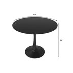 Table à manger ronde de 40 pouces pour 4 personnes avec plateau en MDF et base en acier noir pour cuisine et salle à manger