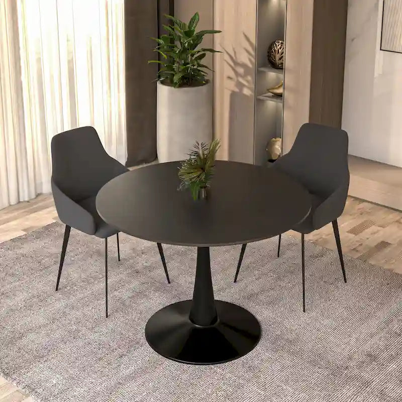 Table à manger ronde de 40 pouces pour 4 personnes avec plateau en MDF et base en acier noir pour cuisine et salle à manger