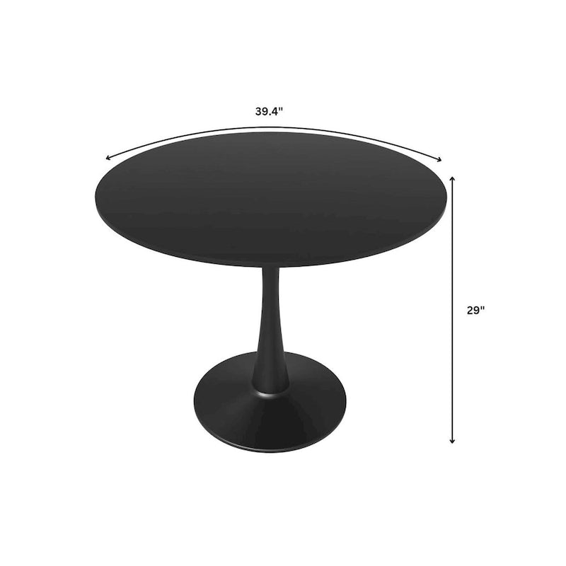 Table à manger ronde de 40 pouces pour 4 personnes avec plateau en MDF et base en acier noir pour cuisine et salle à manger
