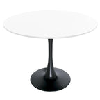 Table à manger ronde de 40 pouces pour 4 personnes avec plateau en MDF et base en acier noir pour cuisine et salle à manger