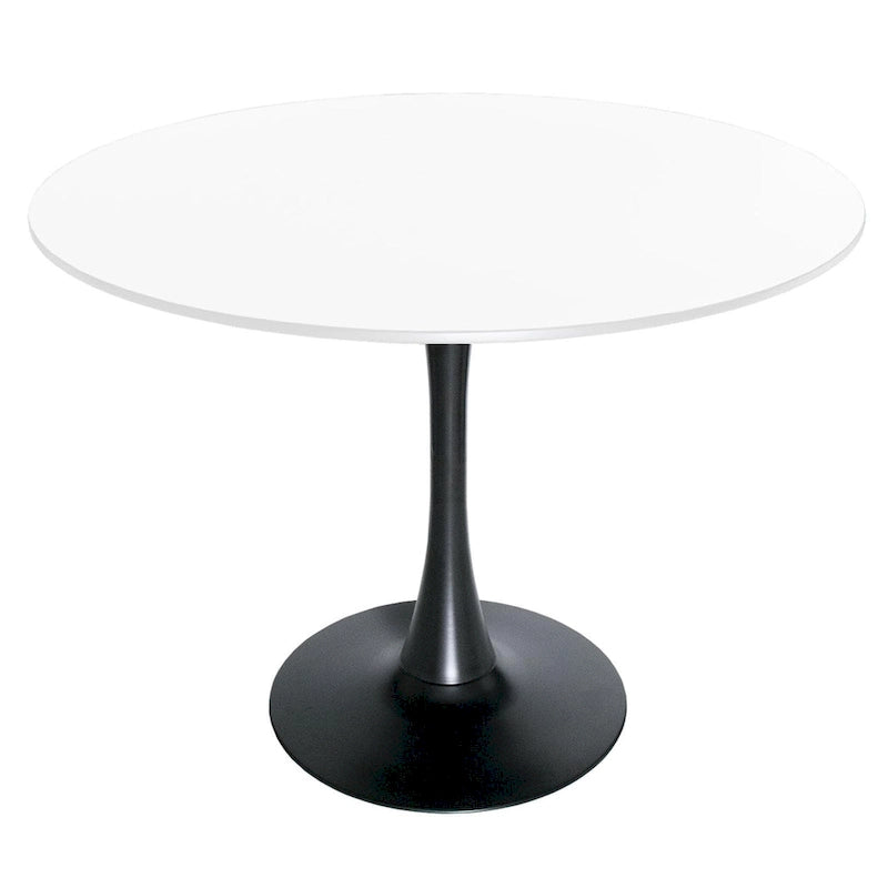 Table à manger ronde de 40 pouces pour 4 personnes avec plateau en MDF et base en acier noir pour cuisine et salle à manger