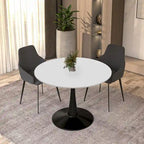 Table à manger ronde de 40 pouces pour 4 personnes avec plateau en MDF et base en acier noir pour cuisine et salle à manger