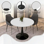 Table à manger ronde de 40 pouces pour 4 personnes avec plateau en MDF et base en acier noir pour cuisine et salle à manger