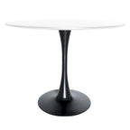 Table à manger ronde de 40 pouces pour 4 personnes avec plateau en MDF et base en acier noir pour cuisine et salle à manger