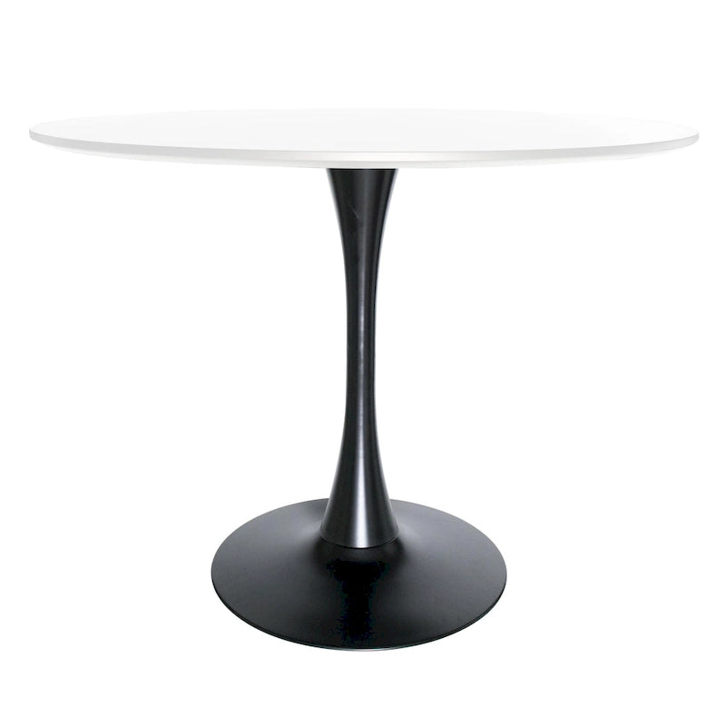 Table à manger ronde de 40 pouces pour 4 personnes avec plateau en MDF et base en acier noir pour cuisine et salle à manger