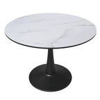 Table à manger ronde de 40 pouces pour 4 personnes avec plateau en MDF et base en acier noir pour cuisine et salle à manger