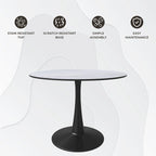 Table à manger ronde de 40 pouces pour 4 personnes avec plateau en MDF et base en acier noir pour cuisine et salle à manger